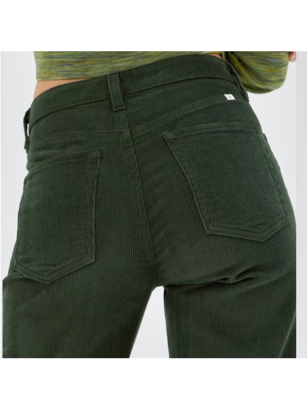 Aritzia Sunday Best Green Corduroy High Waist Straight Leg Pants Size 0 Timeless